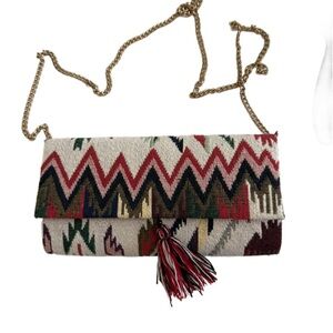Southwestern Patterned Clutch/Crossbody with Tassel